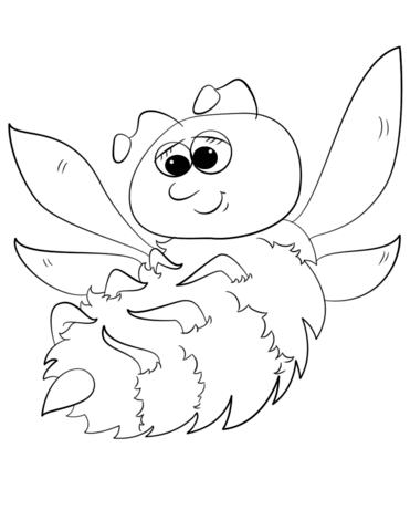 Cute Cartoon Bumblebee Coloring Page